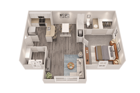 Floor plan for 1 bed, 1 bath, 794 sqft